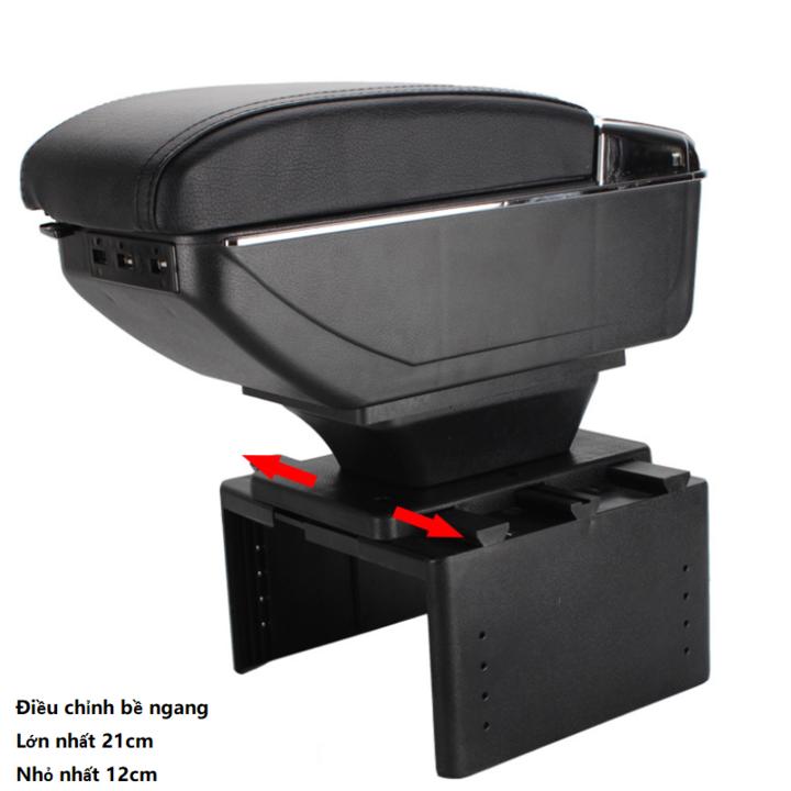 Hộp tỳ tay ô tô, xe hơi cao cấp DUSBG-D tích hợp 7 cổng USB dùng cho xe Morning, Spark, Getz, i10, Yaris, Mazda 2, Honda city, Ford Fiesta, Swift, Nissan Sunny, Mitsubishi Attrage (Màu đen)