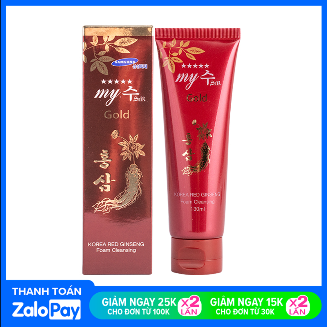 [HCM]Sữa rửa mặt hồng sâm đỏ Hàn Quốc My Gold Korea Red Ginseng Foam Cleansing 130ml