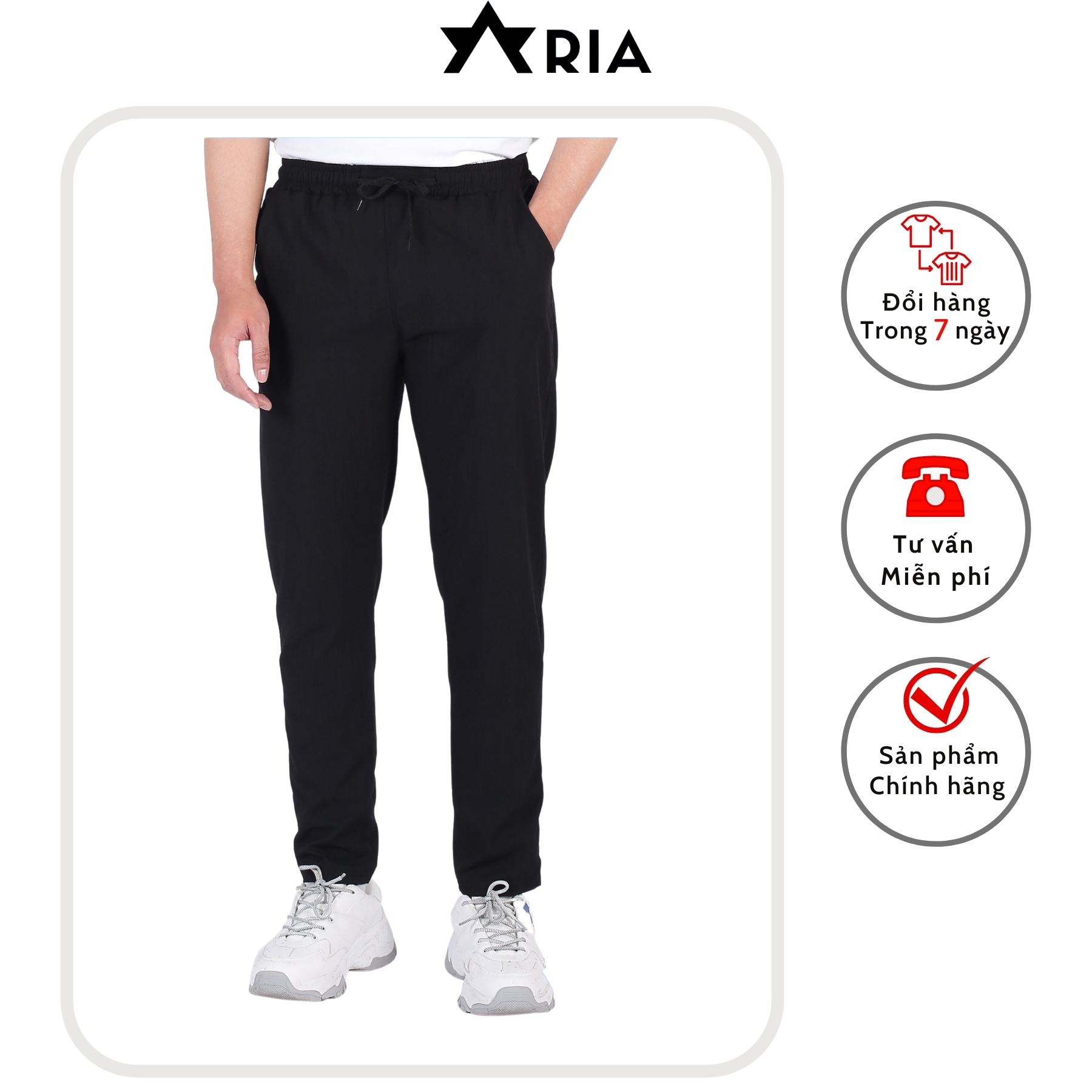 Quần dài nam vải đũi ống Côn Cạp Chun Dầy Dặn - Aria Men