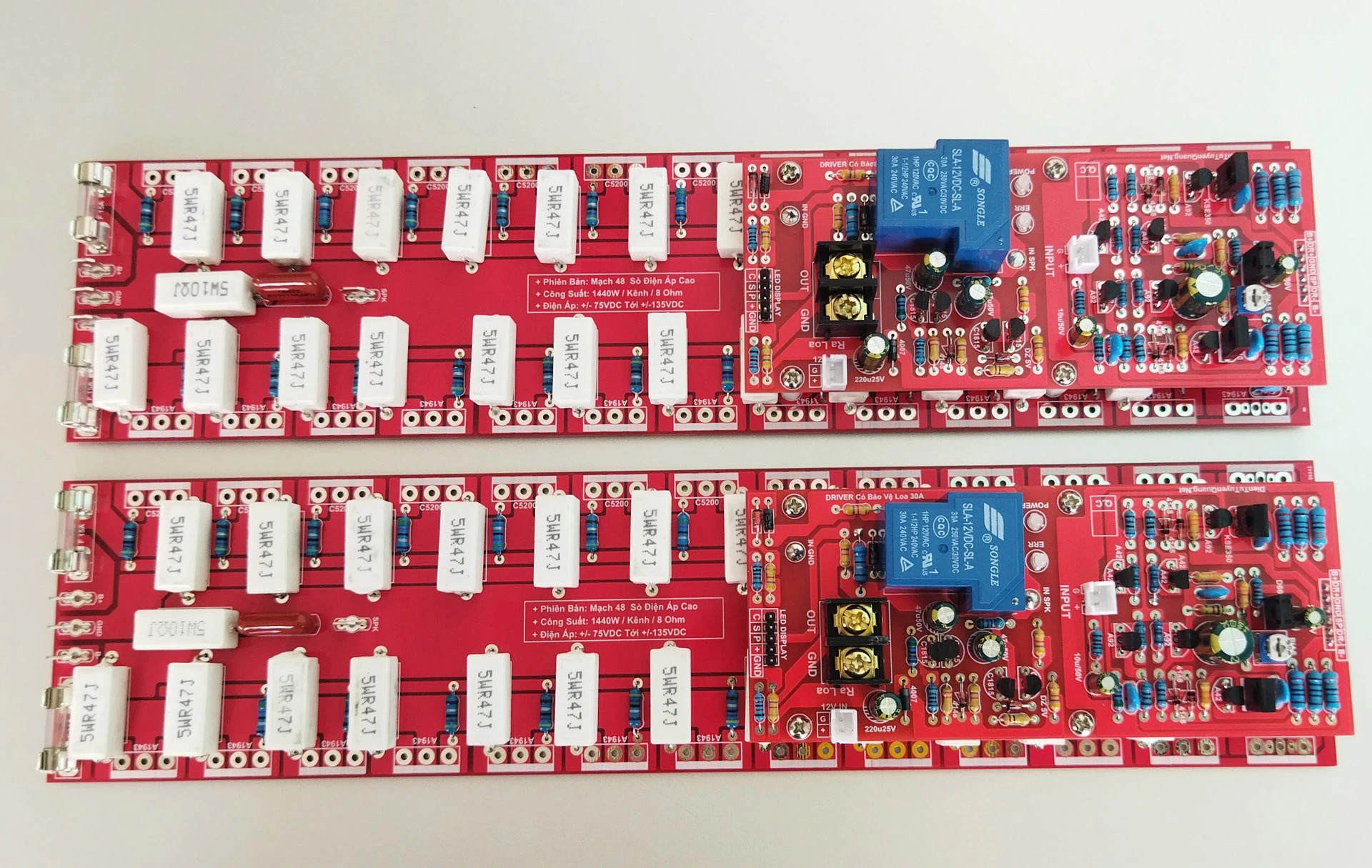 Mạch công suất 48 sò toshiba điện áp cao 2 lớp fr4 có bảo vệ loa