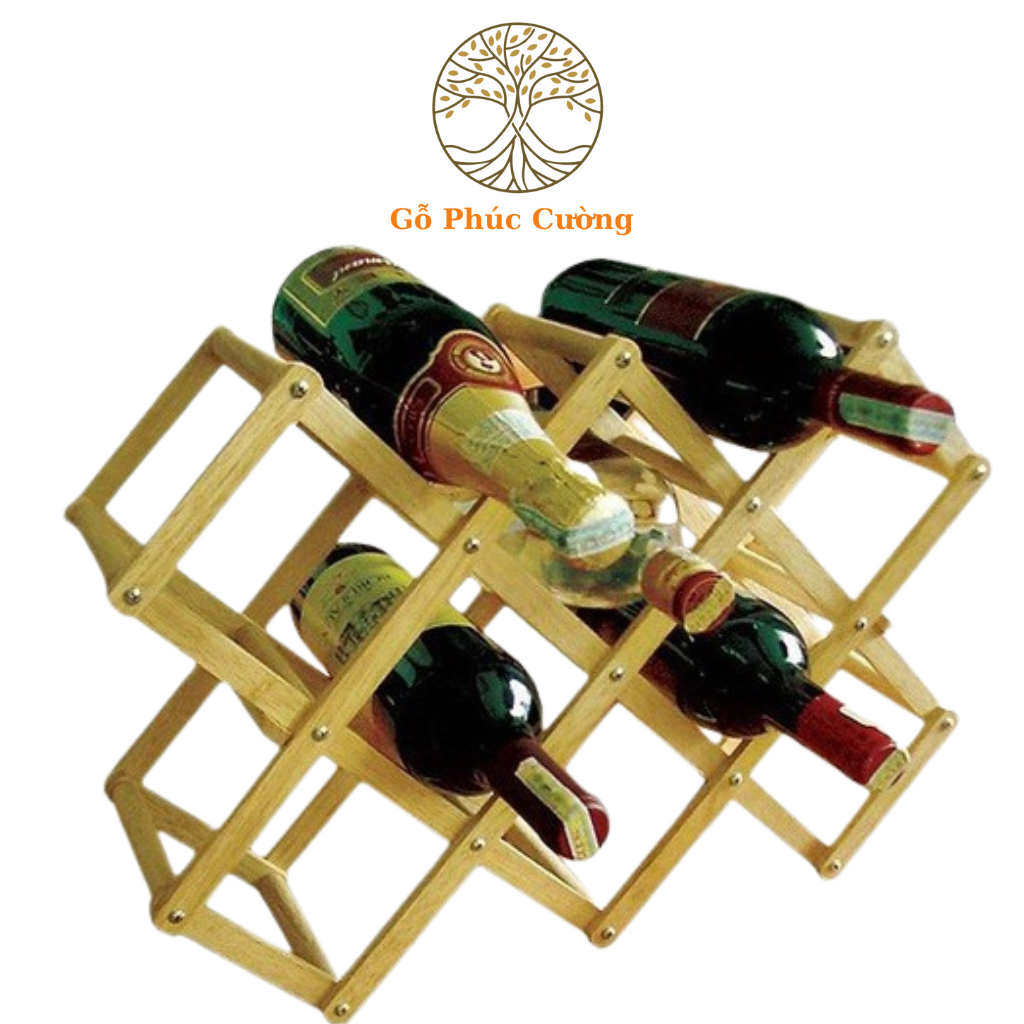 Kệ để chai rượu gỗ phúc cường, kệ rượu vang có thể gấp gọn tiện lợi bền đẹp sang trọng