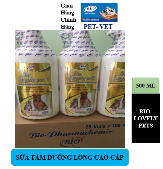 BIO-LOVELY PETS 500ml. SỮA TẮM- DẦU GỘI CAO CẤP CHÓ MÈO DƯỠNG DA, SIÊU MƯỢT LÔNG, PHÒNG GHẺ, NẤM DA
