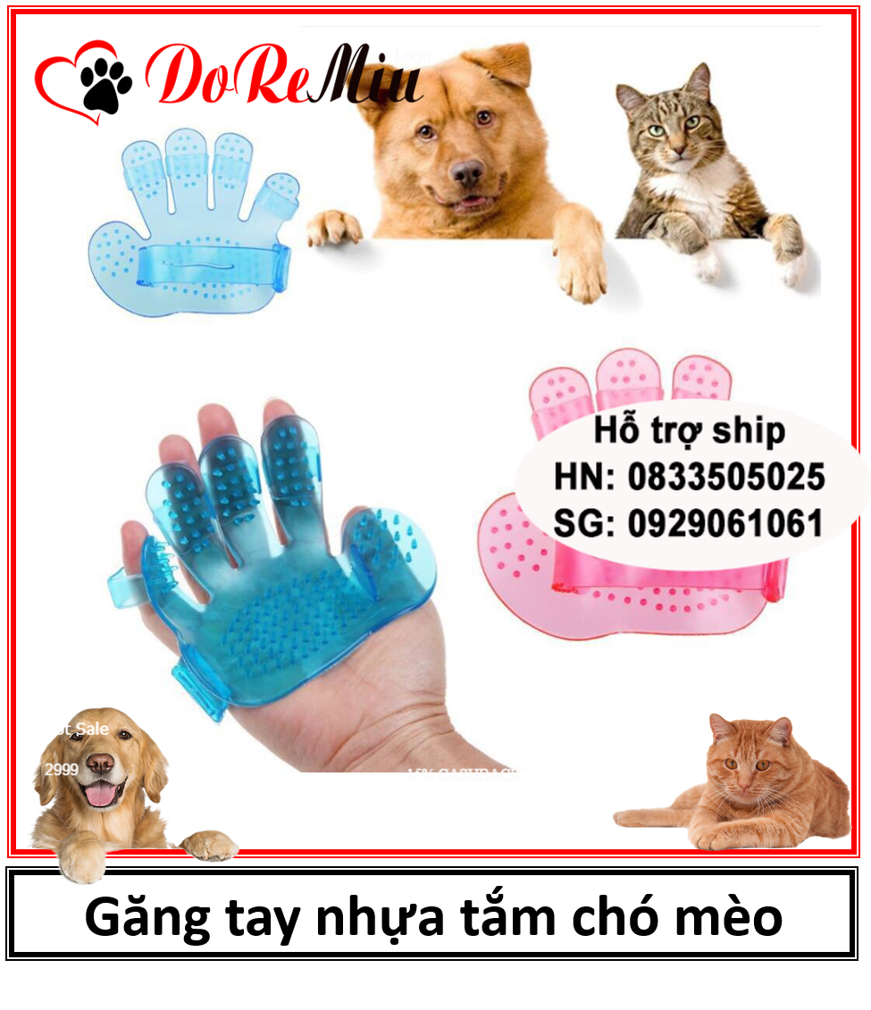Doremiu- 1 chiếc Găng tay tắm chó mèo bằng nhựa dẻo găng tay mát xa cho thú cưng