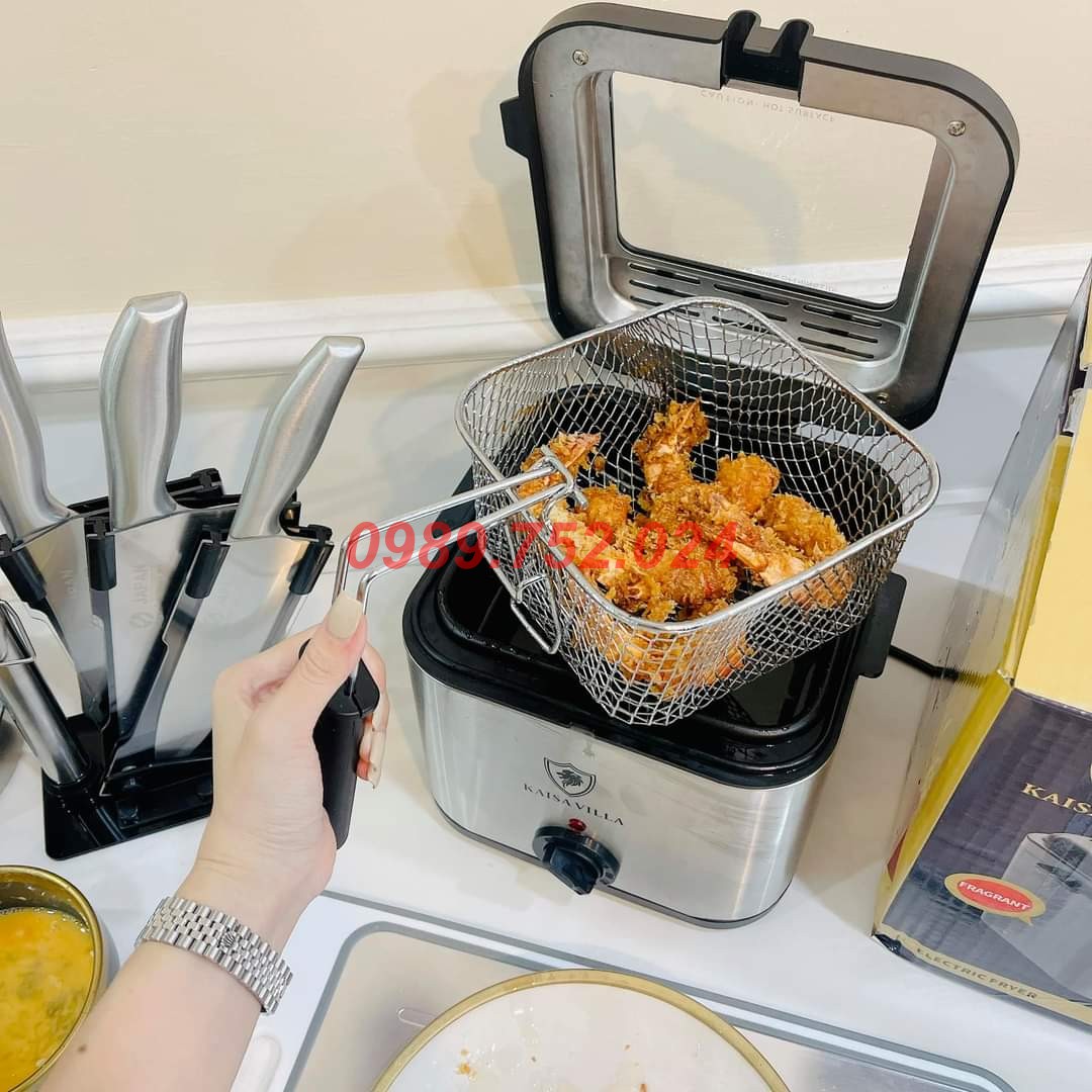 Nồi chiên nhúng dầu kaisa villa - nồi chiên ngập dầu chiên giòn khoai ,thực phẩm ngập dầu - hàng chính hãng, bảo hành 12 tháng