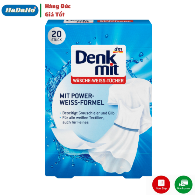 [ XẢ KHO HÀNG ĐỨC ] Tẩy trắng quần áo Denkmit 20 miếng { HÀNG CHÍNH HÃNG }  Hàng Đức, giá rẻ, đánh bay vết ố lâu ngày, vết mực loang.
