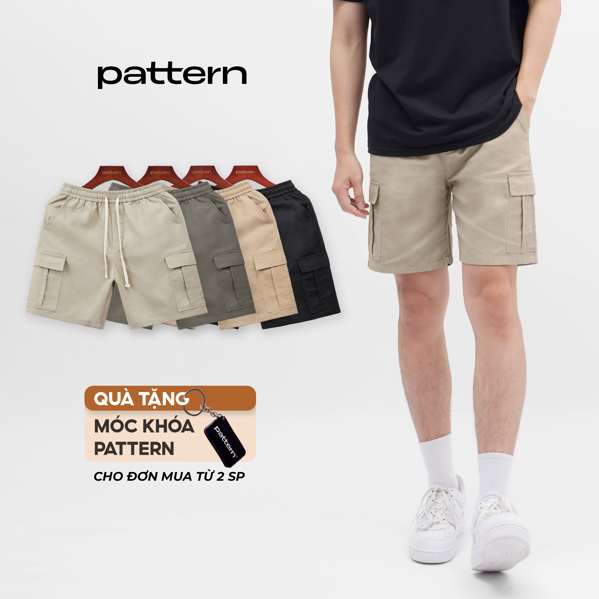 Quần short kaki túi hộp pattern pq019