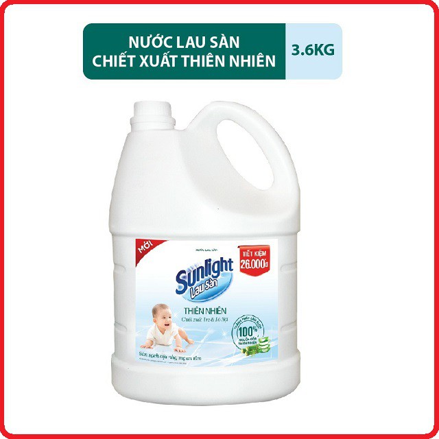 Nước Lau Sàn Sunlight Hương Hoa Thiên Nhiên can 3.6kg Chiết Xuất Từ Tre & Lô Hội