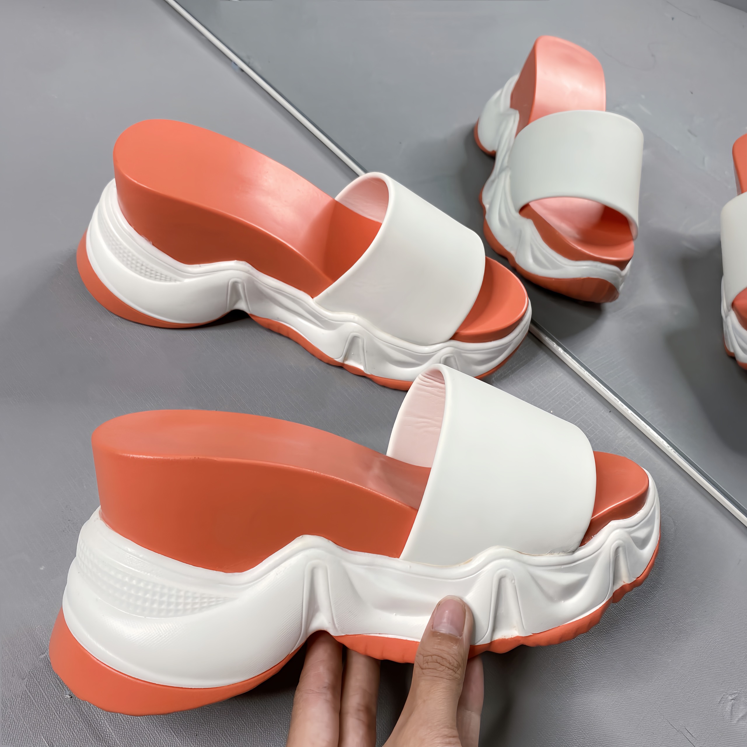 Dép xuồng Bánh mỳ hàng QC chống trơn trượt làm từ PU thật 100% siêu nhẹ đế cao 9cm