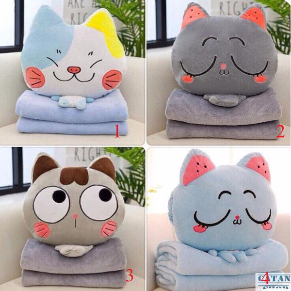 Bộ gối kèm chăn 3 trong 1 hình thú tiện dụng siêu cute