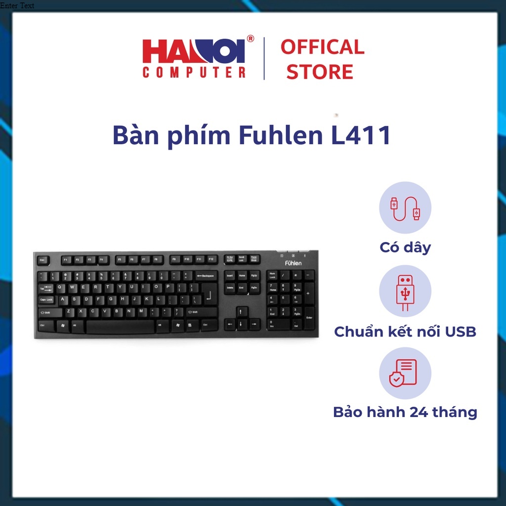 Bàn phím máy tính Fuhlen L411 USB Black có dây, chống nước