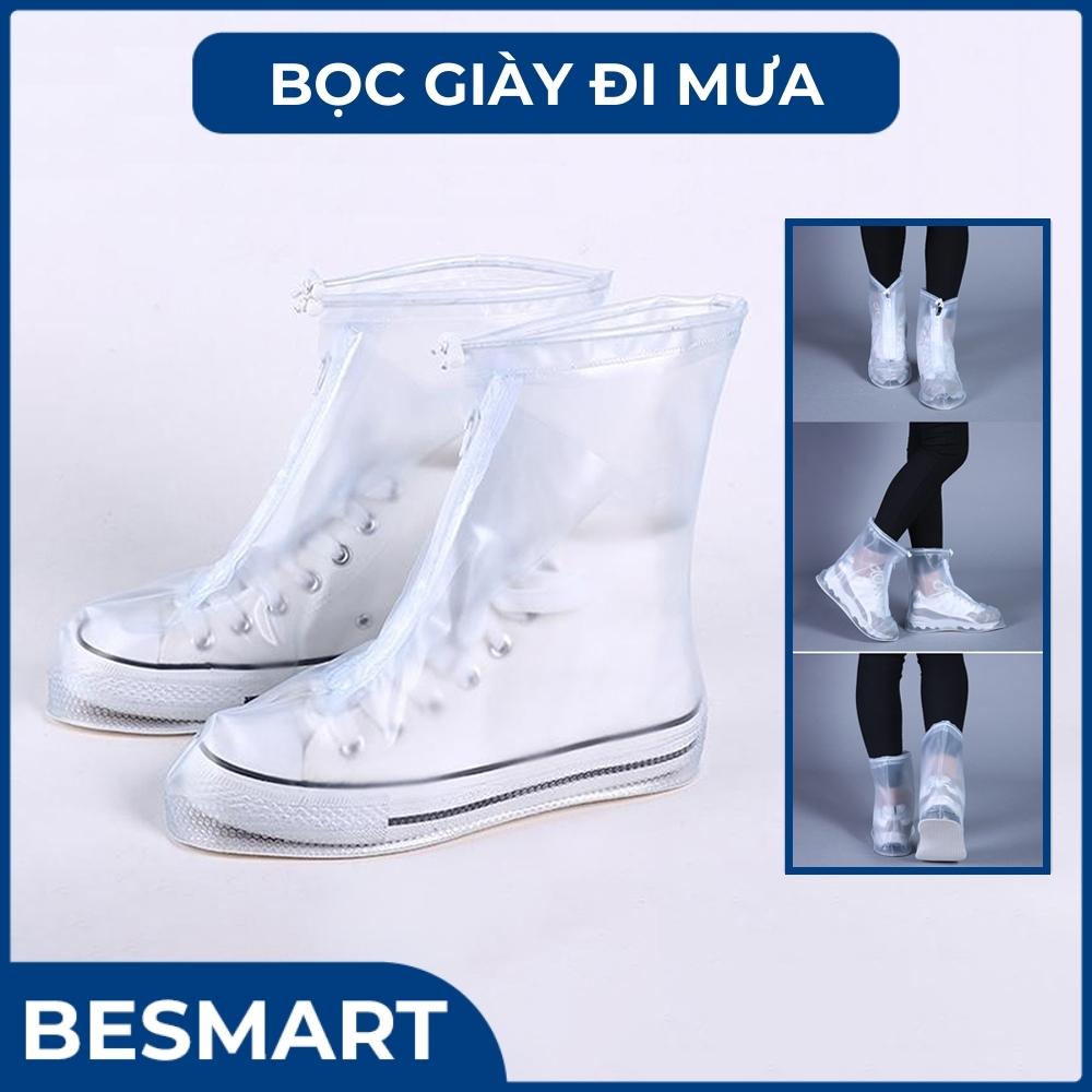 Bao Giày Đi Mưa - Áo Mưa Bọc Giày Dép Thời Trang Besmart Bằng Cao Su – 100% Khô Ráo Dù Mưa Bão Màu Trắng