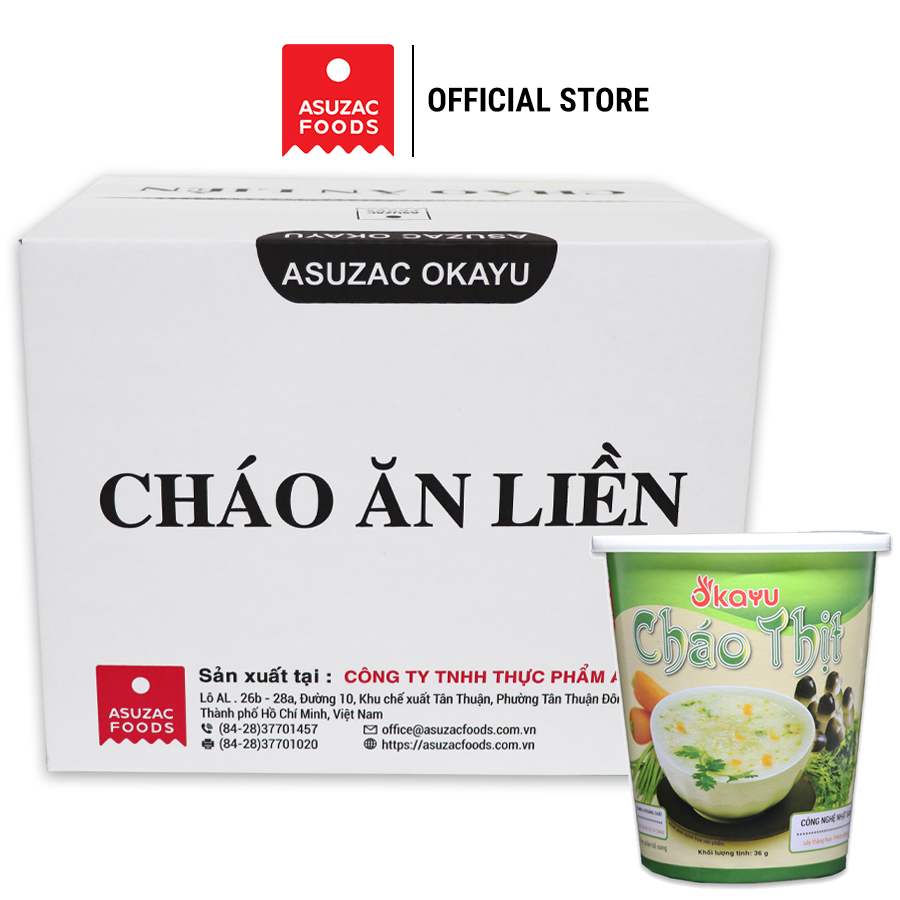 Cháo thịt ăn liền Asuzac thùng 12 ly