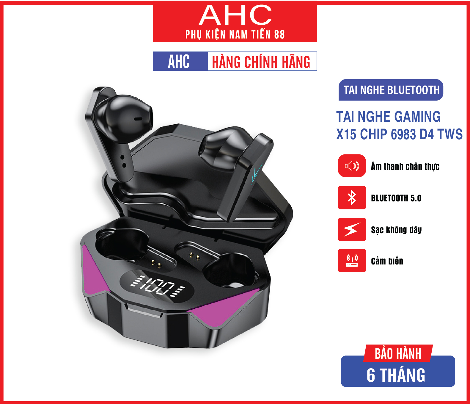 Tai Nghe Gaming X15 Chip 6983 D4 TWS V5.2/V5.3