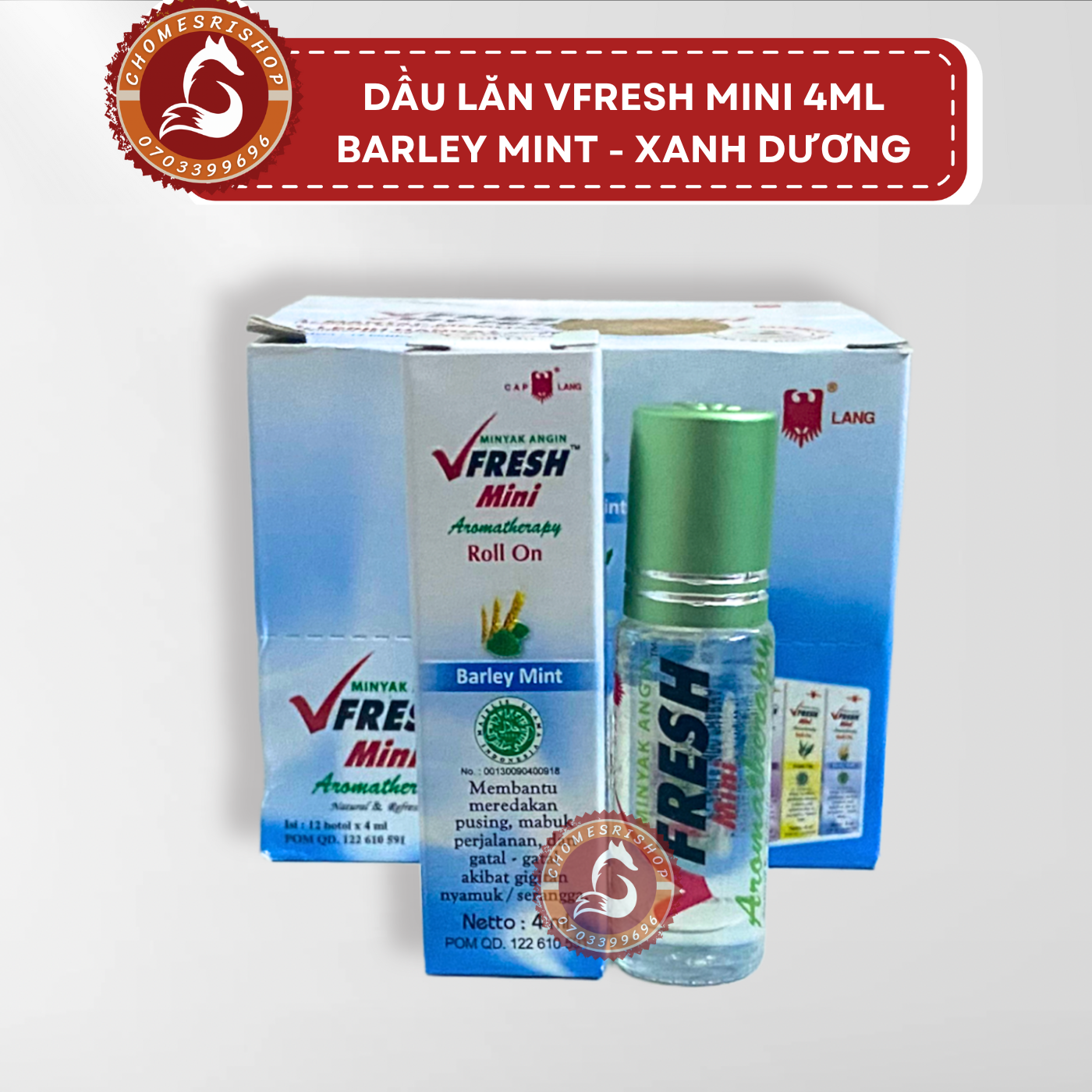 [DATE MỚI] Lố 12 chai dầu Vfresh mini 4ml xanh dương