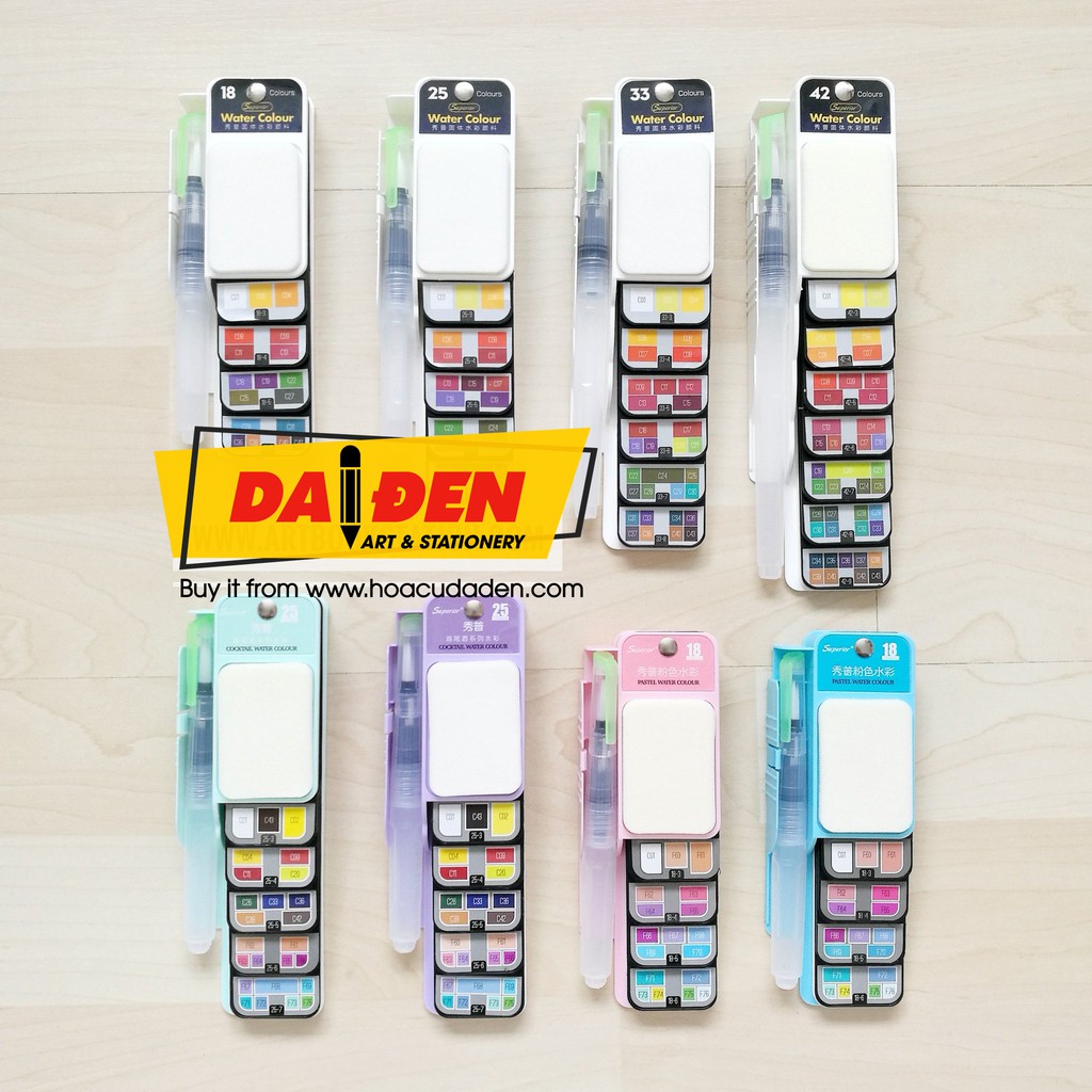 [HCM]Màu Nước Superior 18/25/33/42 Màu Thẻ Nén Kèm Cọ Nước