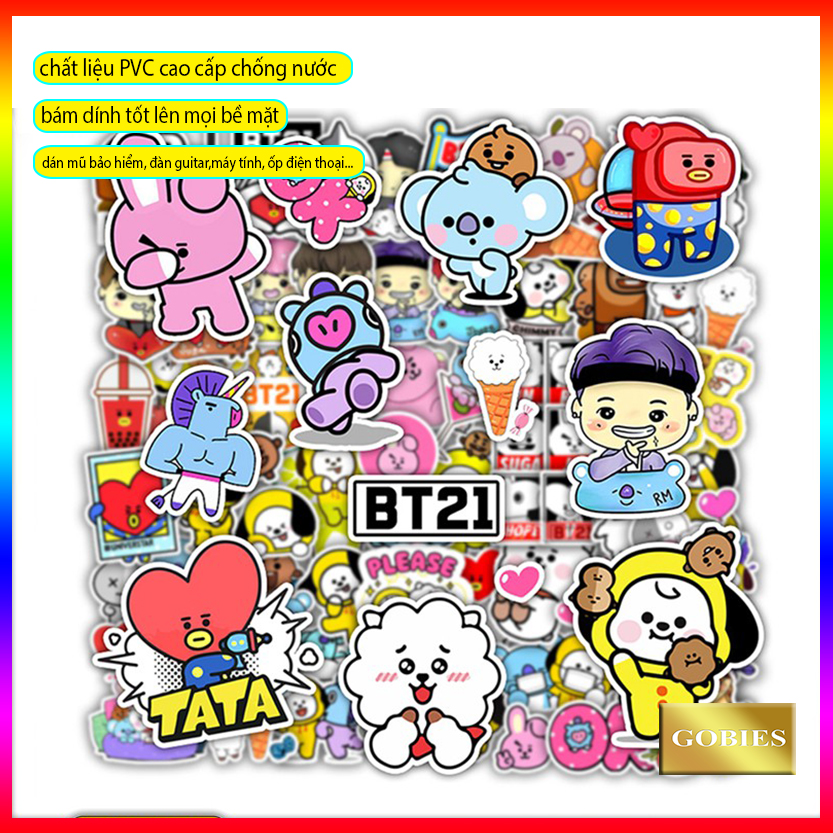 Sticker chống nước giá rẻ- Hình Dán Sticker Chất Liệu Decal Cắt Sẵn Từng Hình Bán Chạy BTS cute