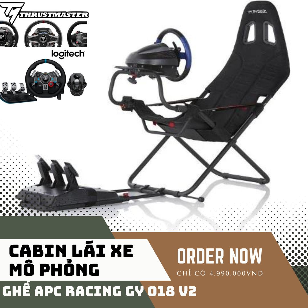 Cabin Buồng ghế mô phỏng chơi game lái xe TechLife APC Racing GY018 V2 - lắp được vô lăng ThrustMaster , PXN , Logitech , Fanatec