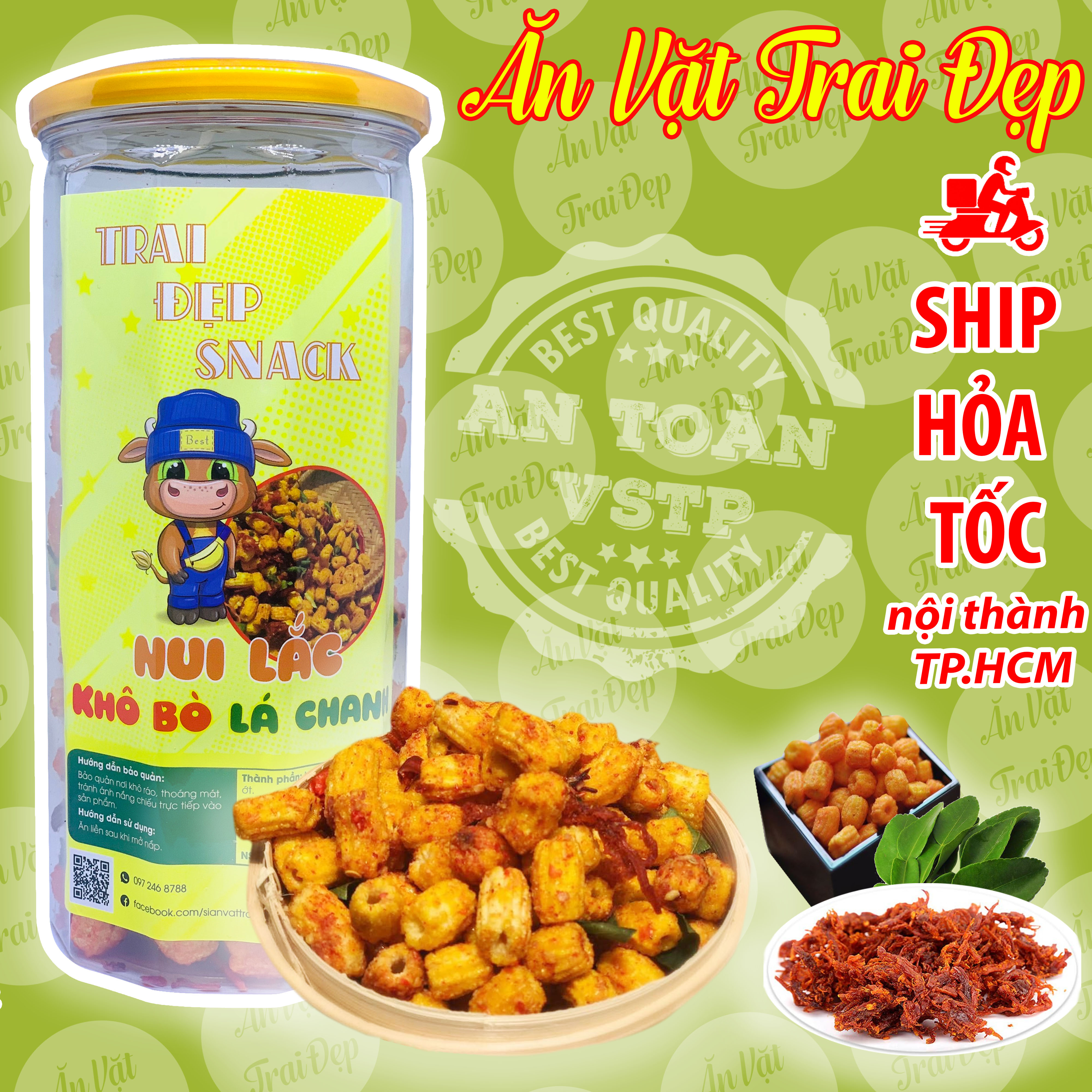 Nui Khô Bò Lá Chanh Trai Đẹp 300G