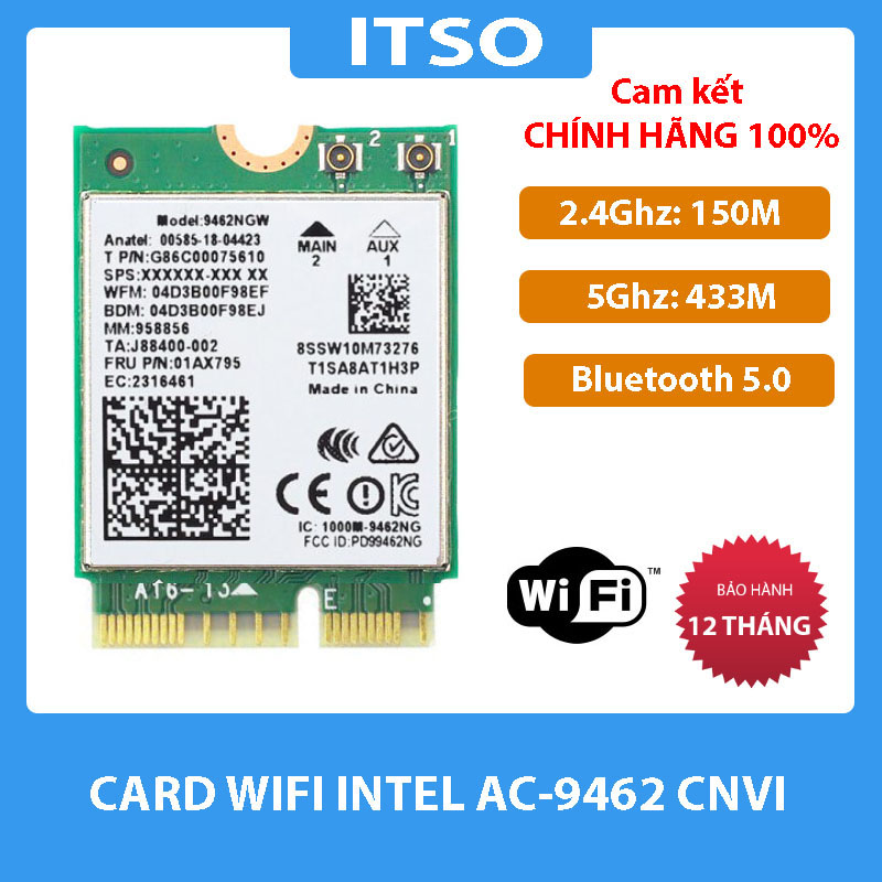 Card WIFI Intel AC-9462 CNVi khe M2 NGFF cho laptop