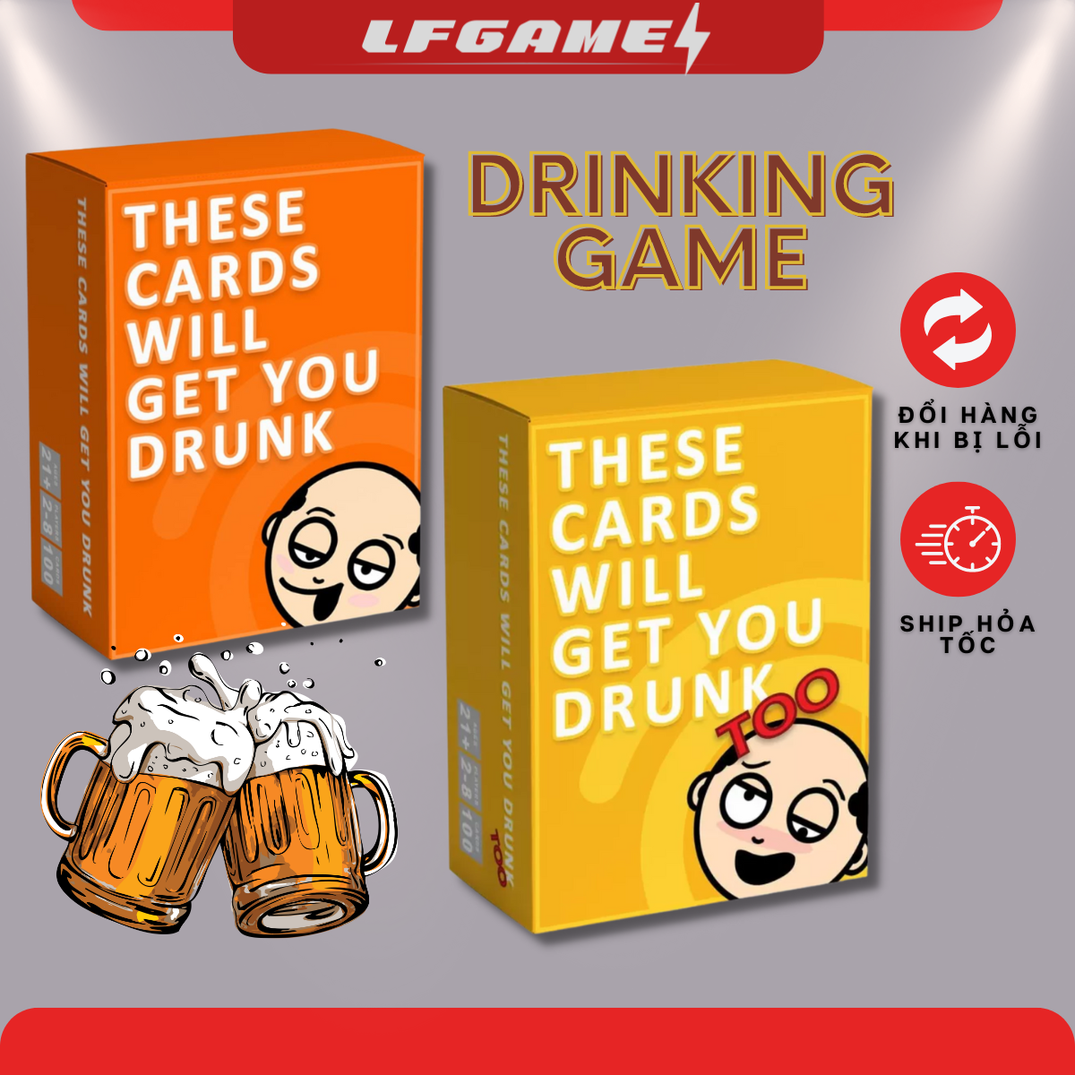 Trò chơi thẻ bài Drinking Game tiếng anh These Cards Will Get You Drunk Và Bản Mở Rộng Do or Drink dare boardgame