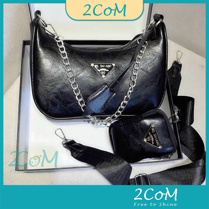 Set 2 túi đeo chéo nữ thể thao 2in1 đi chơi thời trang hàn quốc 2CoM