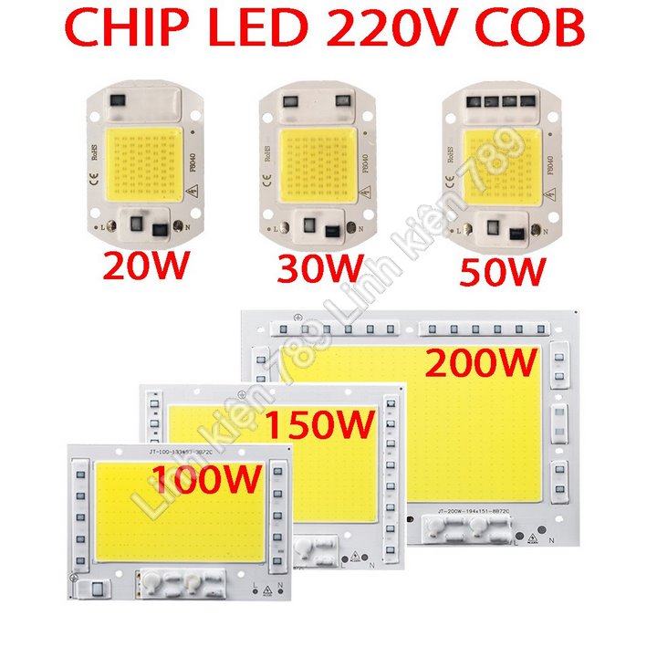 Chip LED COB siêu sáng 20W / 30W / 50W / 100W / 150W / 200W 220V sáng trắng