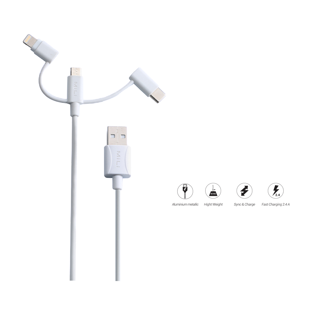 Cáp 3in1 mili - hi-l31 màu trắng