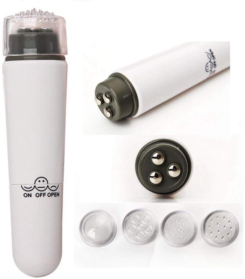 Massage body cơ thể - Massage mặt mini cầm tay kèm 4 đầu massage tiện dụng màu trắng (10x2,5cm) - Device Massager Mini