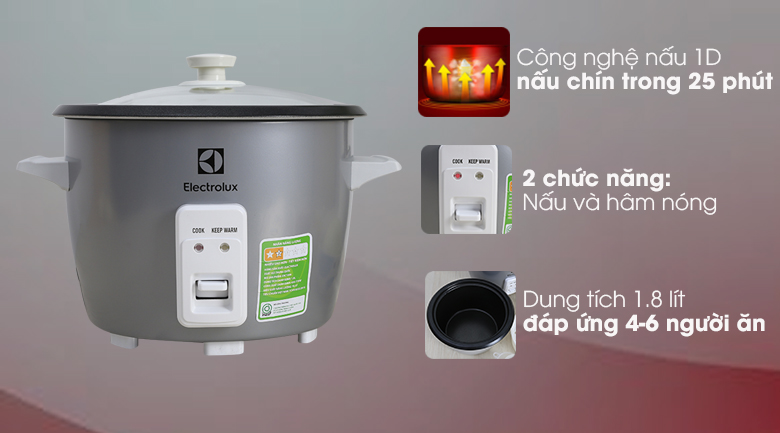 Nồi cơm điện electrolux 1.8 lít erc1800