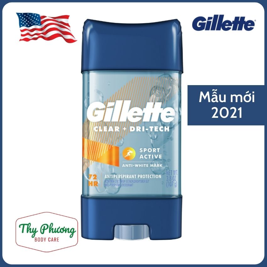Gel khử mùi Gillette Sport Active 107g [Nhập khẩu chính hãng từ Mỹ - Hương thơm nam tính - Khử mùi
