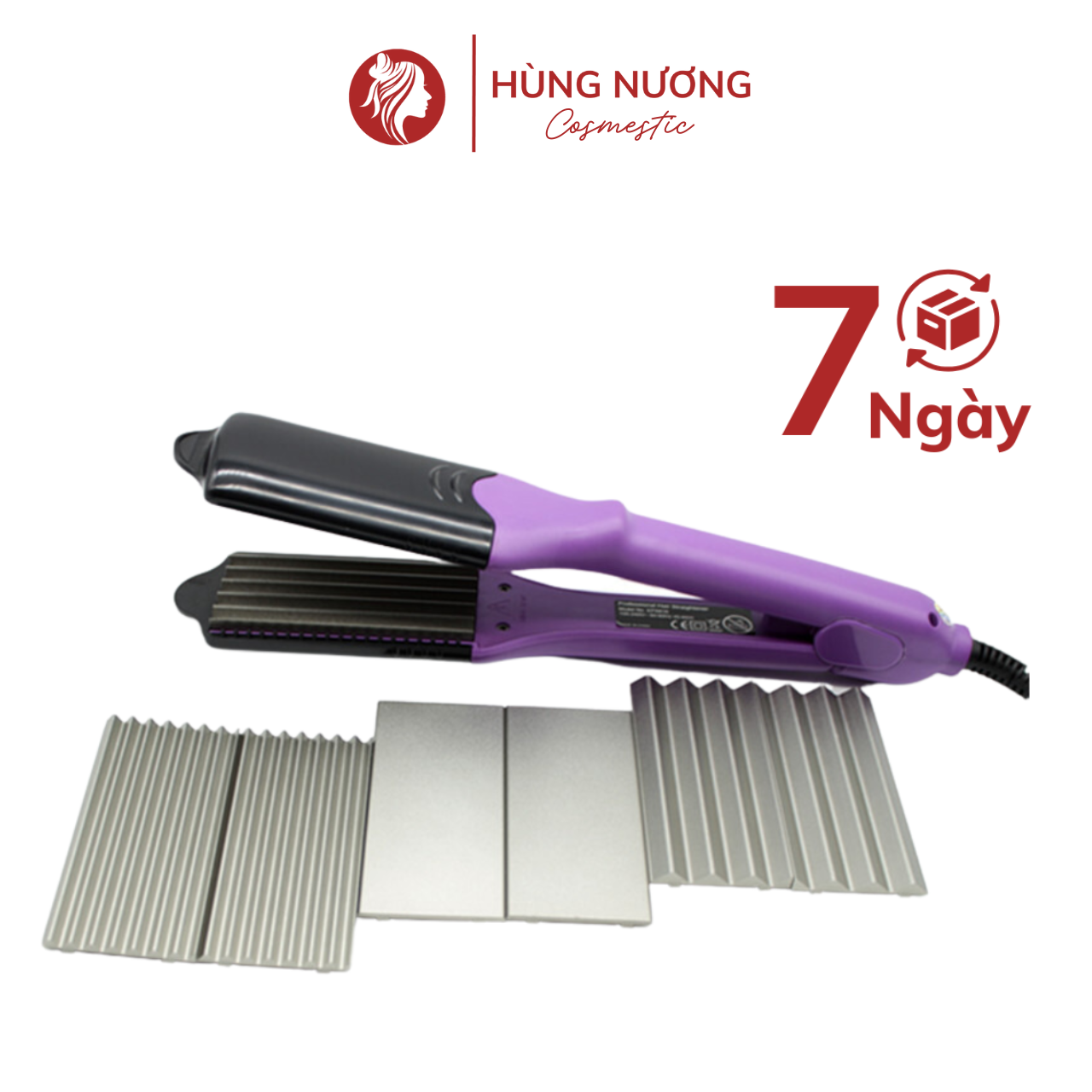 Máy làm tóc đa năng, máy là duỗi bấm xù tóc hàn quốc 4in1, mày dập xù thay bản dễ dàng màu tím không cháy tóc,mượt tóc
