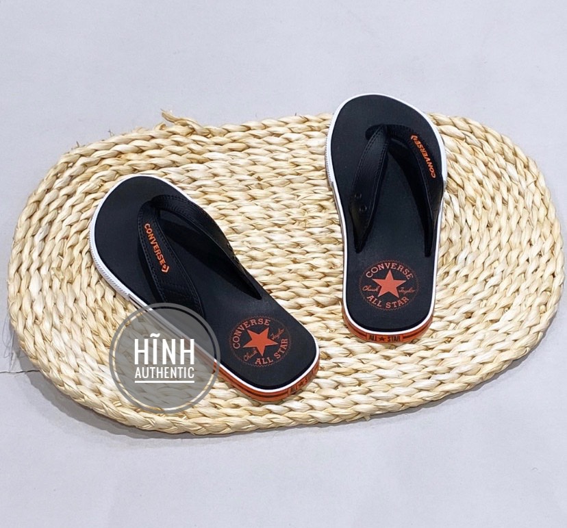 Dép Converse đen quai da logo cam chính hãng