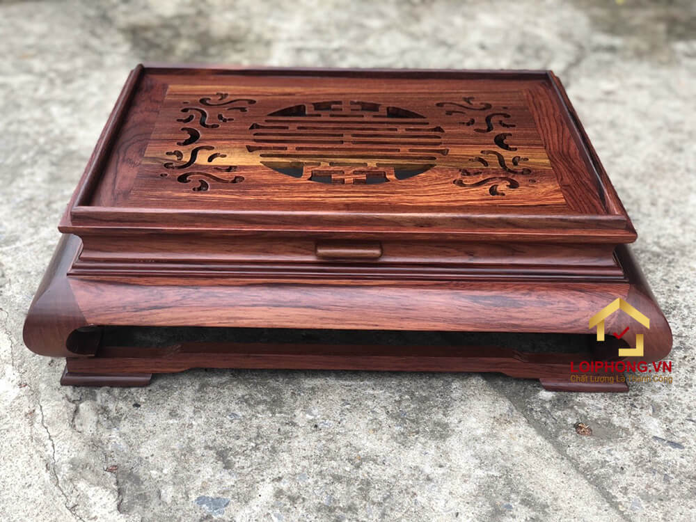 Khay trà đẳng cấp lịch sự, Khay trà gỗ cẩm lai trang trí cho phòng khách sang trọng và độc đáo hơn kích thước 46x37x15 cm