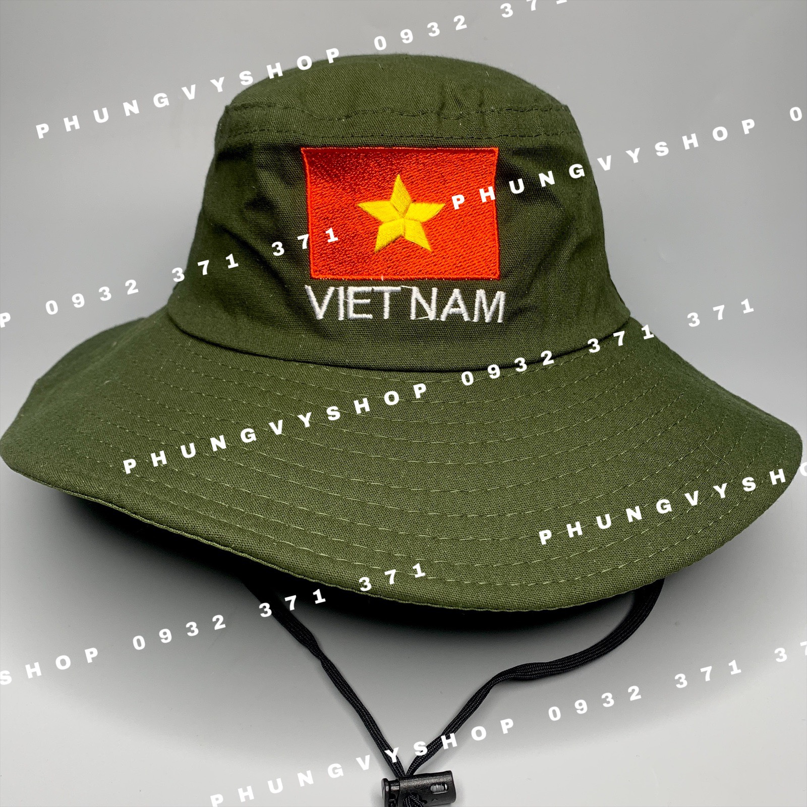 Mũ bucket tai bèo vành vành rộng che nắng Mùa hè xanh phungvyshop - Nón BO XANH RÊU LÍNH LÁ CỜ VIỆT NAM