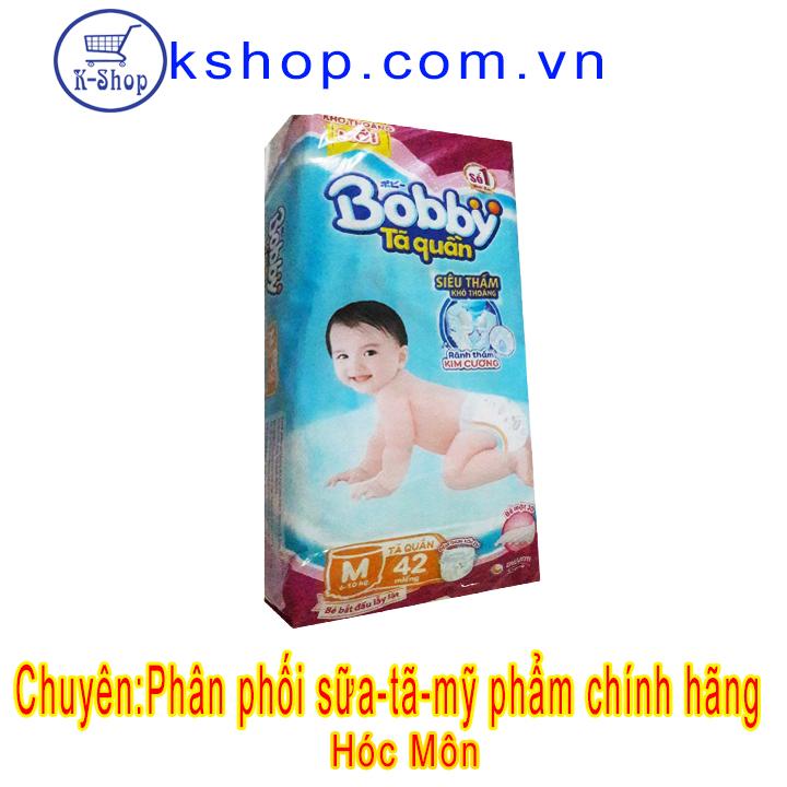 Tã quần bobby size m 42 miếng - mẫu mới trà xanh