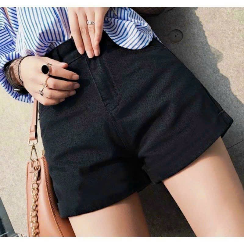 Quần short jean nữ đẹp cạp cao vải bò đen trắng cao cấp Hàn Quốc Q44
