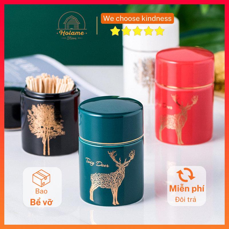 Hũ đựng tăm, lọ tăm bằng sứ phong cách Bắc Âu dùng cho bàn ăn