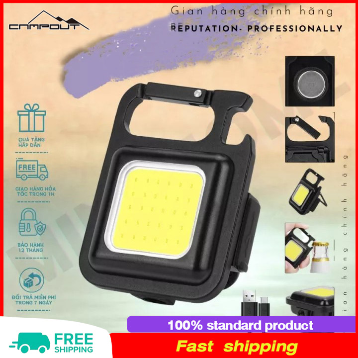 Đèn pin móc khoá đa năng, đèn pin mini siêu sáng, đèn flash mini, đèn làm việc cob sạc usb 3 chế độ sáng tích hợp nhiều tính năng
