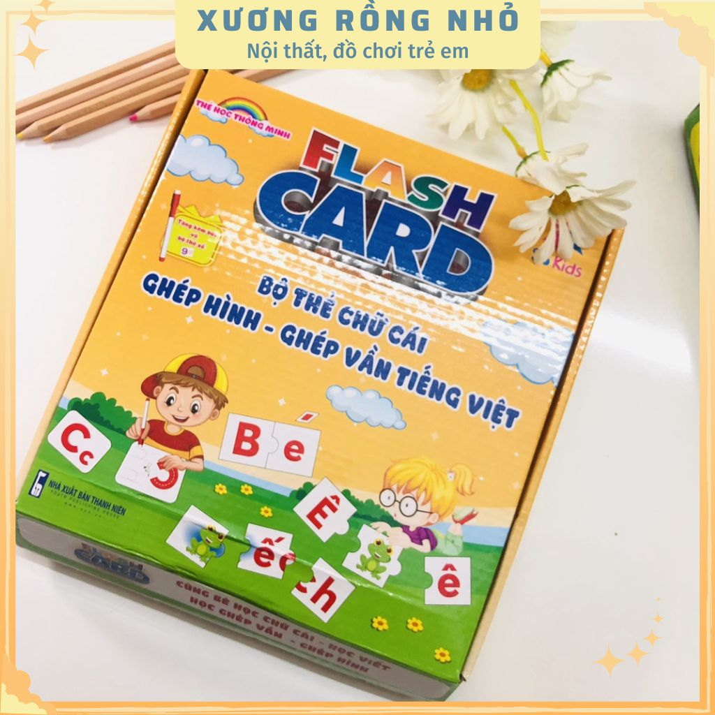 Bộ thẻ chữ cái - ghép hình - ghép vần tiếng việt - flash card cho bé từ 0-6 tuổi