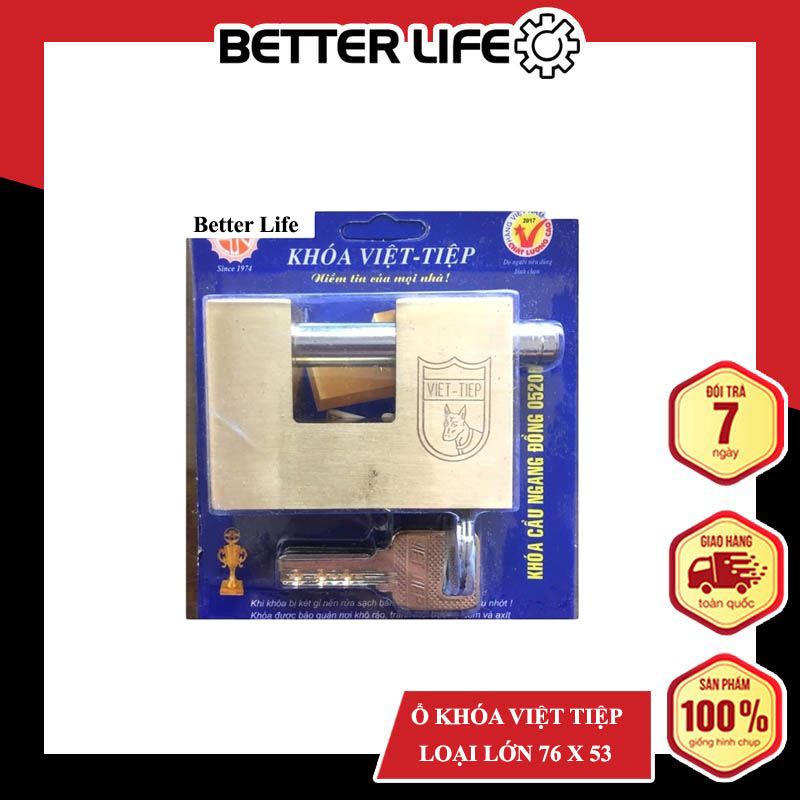 Ổ khoá việt tiệp cầu ngang loại lớn 76 x 53 ống phi 12mm - BetterLife