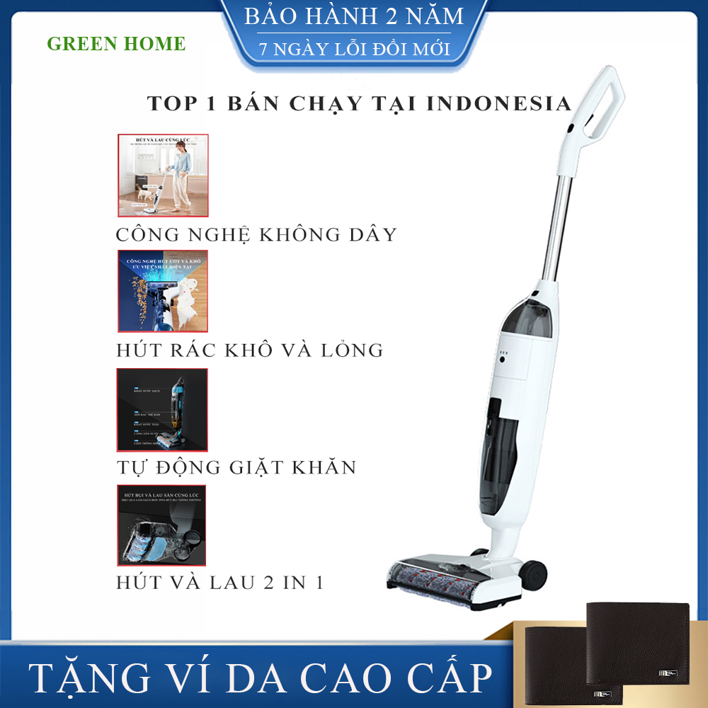 Máy hút bụi cầm tay không dây phiên bản quốc tế hút và lau 2 in 1, hút khô lỏng, tự động giặt khăn công suất lớn hiệu quả hoạt đông cao. BẢO HÀNH 2 NĂM, LỖI ĐỔI MỚI 1-1 TRONG 7 NGÀY ĐẦU