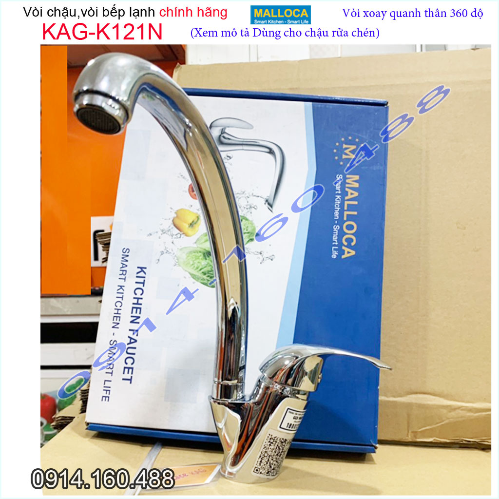 Sales Vòi bếp nóng lạnh Malloca KAG-K121N chính hãng, vòi chậu rửa chén nóng lạnh nước mạnh siêu bền