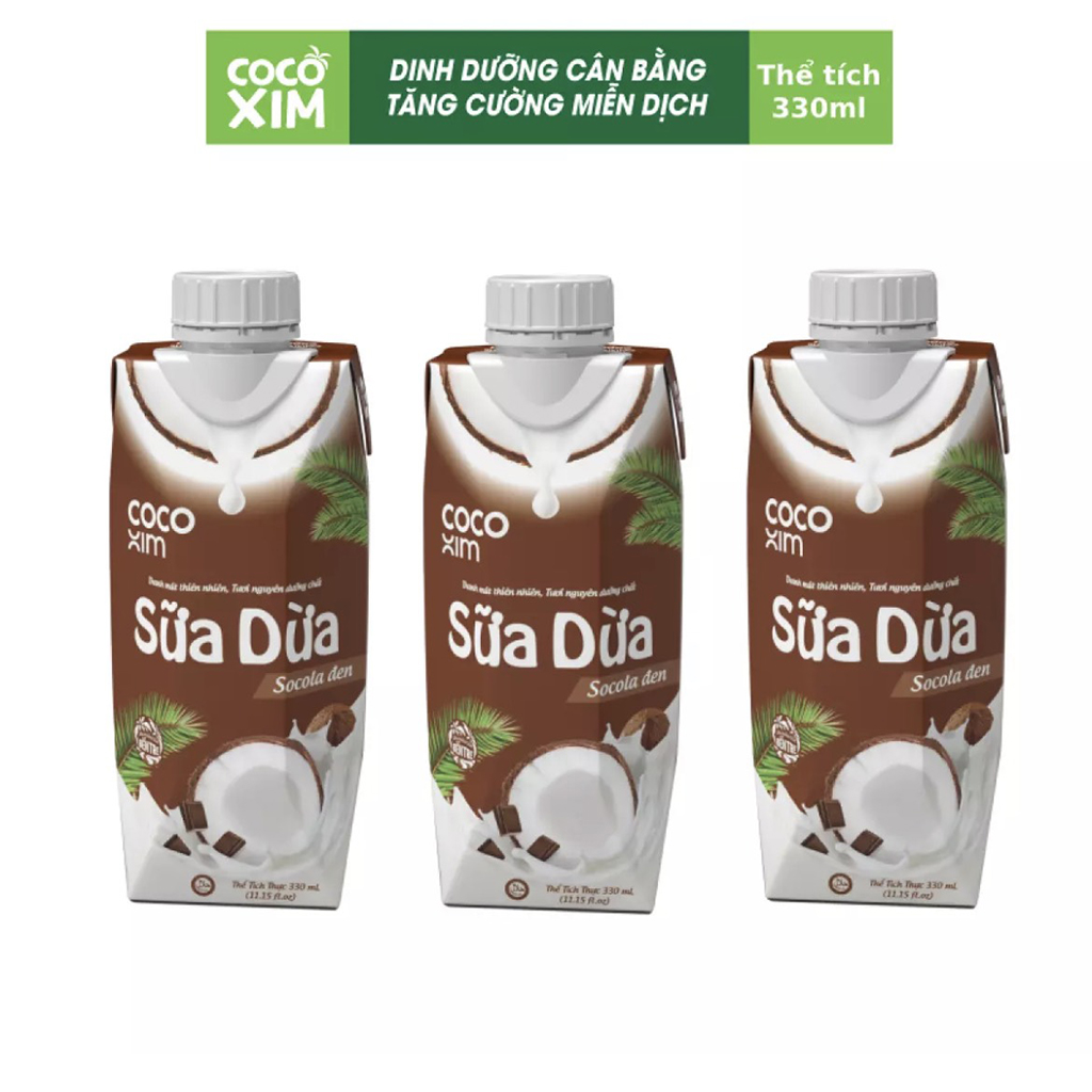 3 hộp 330ml sữa dừa socola đen cocoxim đóng hộp-pupstore