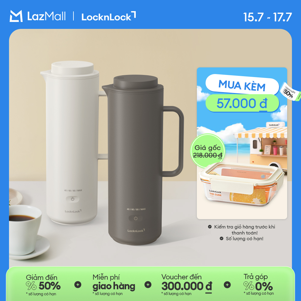 Bình đun nước cầm tay LocknLock Heating tumbler EJC728 dung tích 330ml - 2 Màu