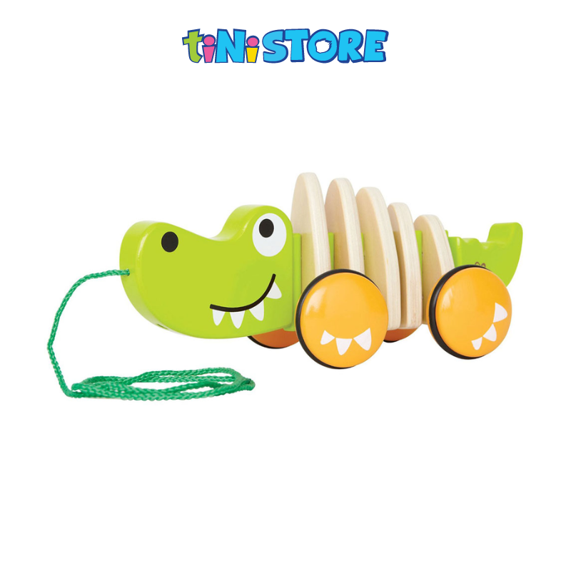 tiNiStore-Đồ chơi gỗ xe kéo cá sấu nghịch ngợm Hape E0348A