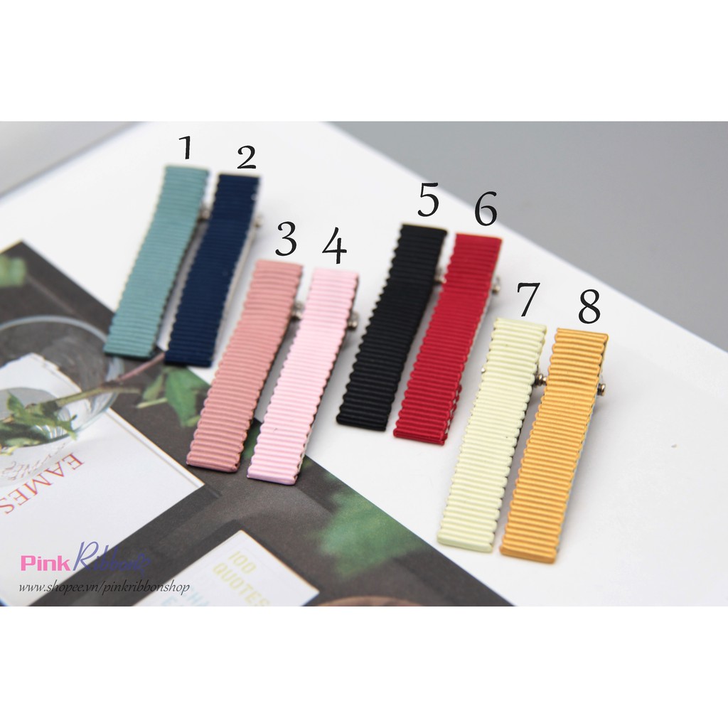 Set 2 cái - kẹp cá sấu bọc ruy băng gân viền cao cấp