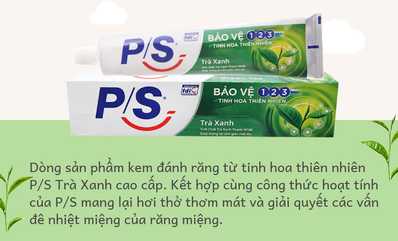 Trọn bộ 10 tuýp kem đánh răng p/s 123 trà xanh + tuýp cùng loại