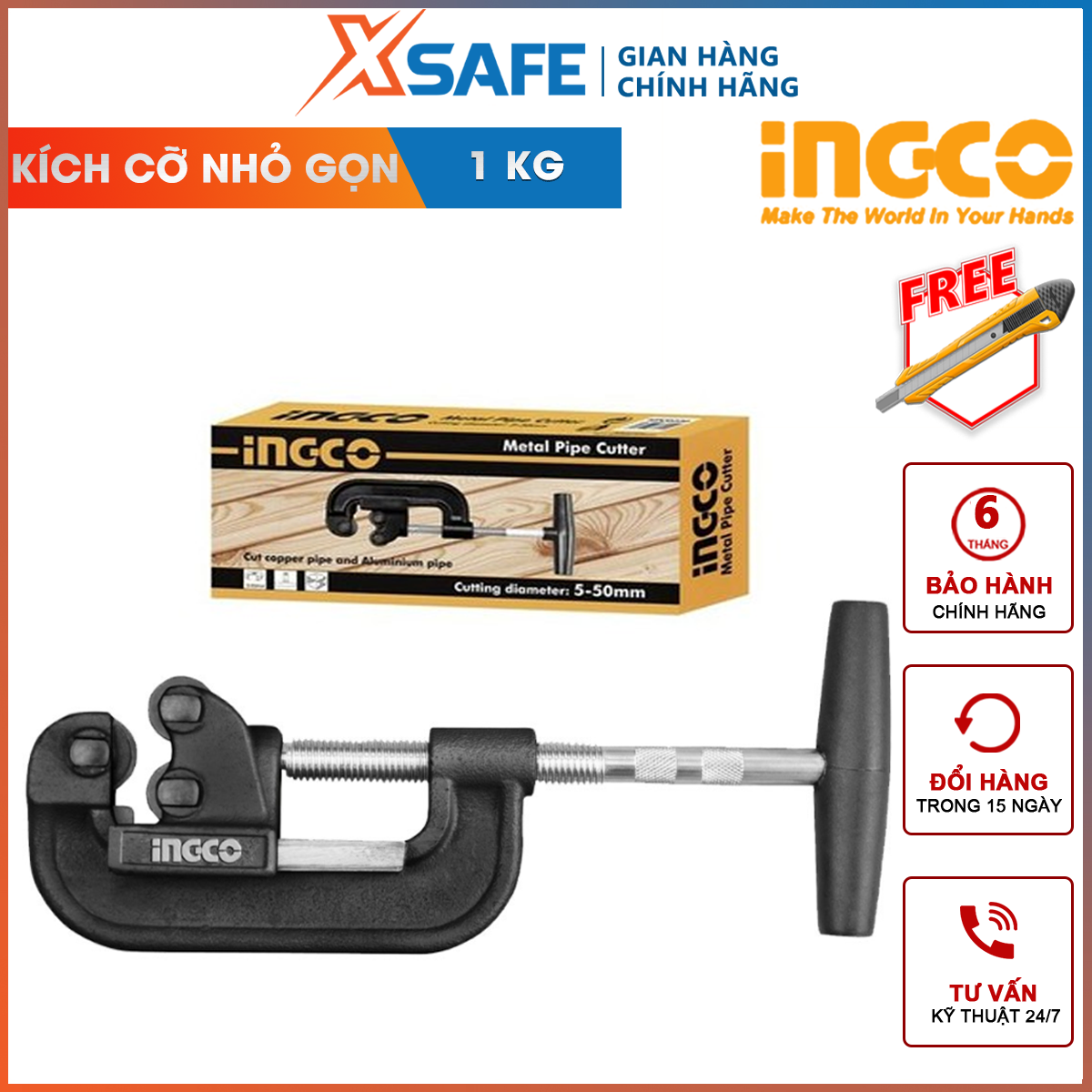 Dao cắt ống kim loại INGCO HPC0142 | dụng cụ cắt ống kim loại đường kính cắt 10-42mm đầu cắt chất lượng cao cắt các loại ống đồng và nhôm, thép