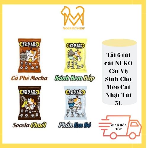 Tải 6 túi cát vệ sinh cho mèo cát Nhật Neko 5l