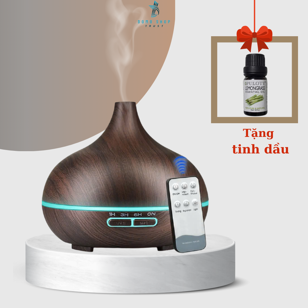 Máy Xông Tinh Dầu Phòng Ngủ Bí Ngô Cổ Cao 550ml kèm Remote điều khiển, Phun Sương Tạo Ẩm, Khuếch Tán Tinh Dầu
